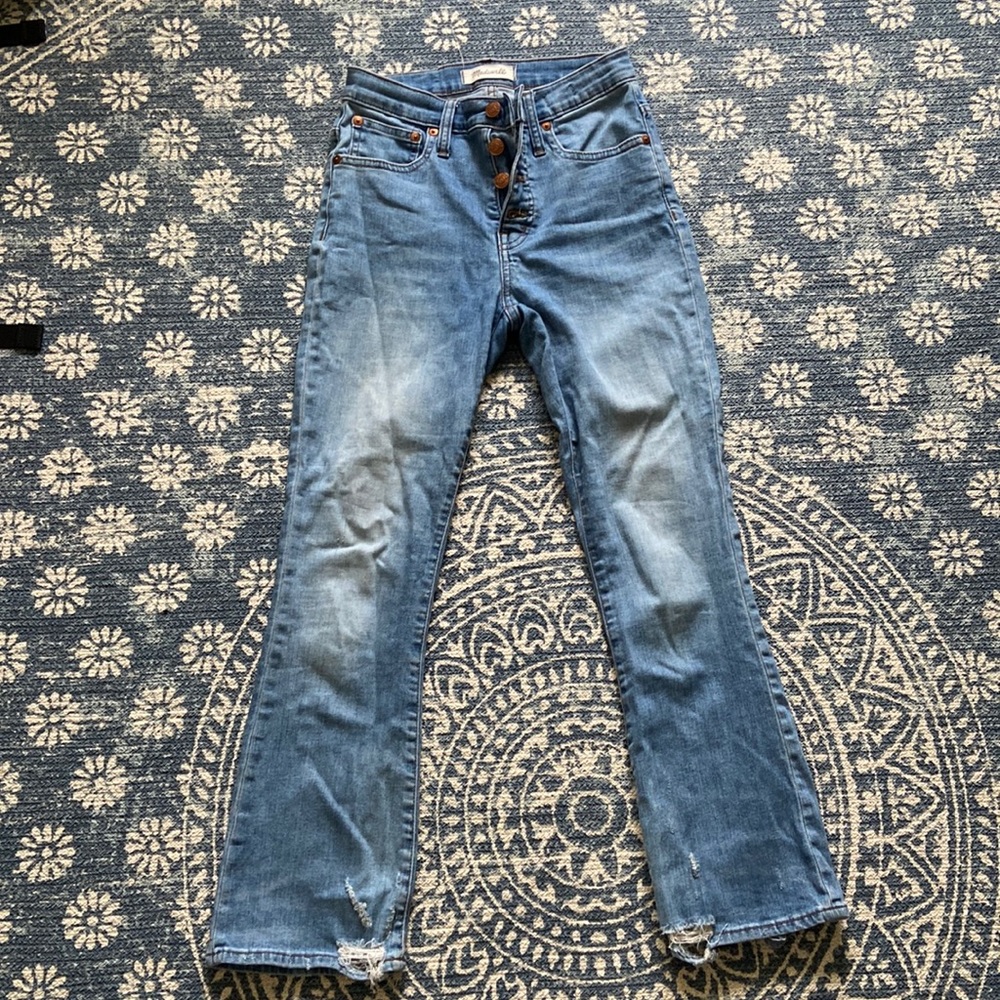 madewell Demi cali boot crop distressed jeans